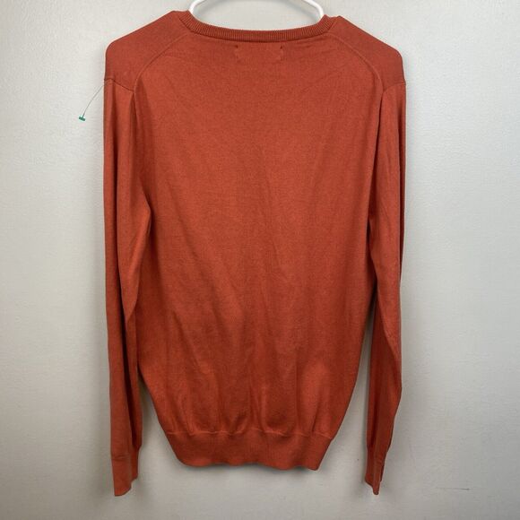 J Crew Sweater Mens S Orange Long Sleeve V Neck Cotton Cashmere NWT - Picture 7 of 9